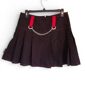 Royal Bones Daang Goodman Red Black Pleated Mini Skirt Size Medium Goth Punk